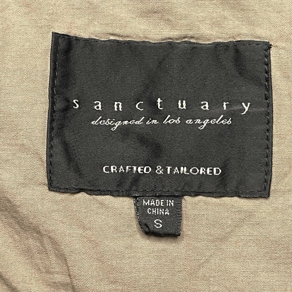 Sanctuary Green Camo Courier Military Cargo Vest Jacket Linen Blend Top Small - Picture 5 of 9